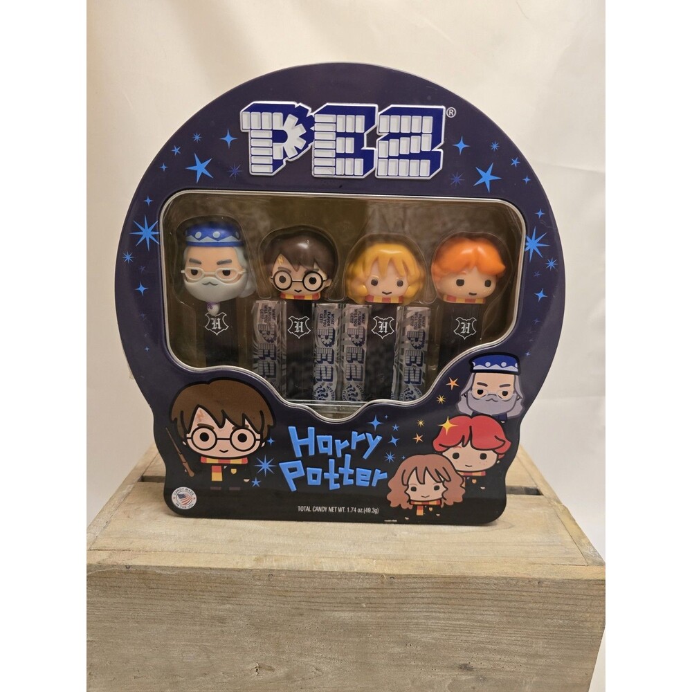 Harry Potter PEZ Collector Tin Set Dumbledore Harry Hermione Ron Halloween READ